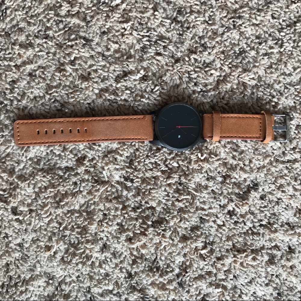 Tan/Khaki Men’s Leather Wristwatch Black Face